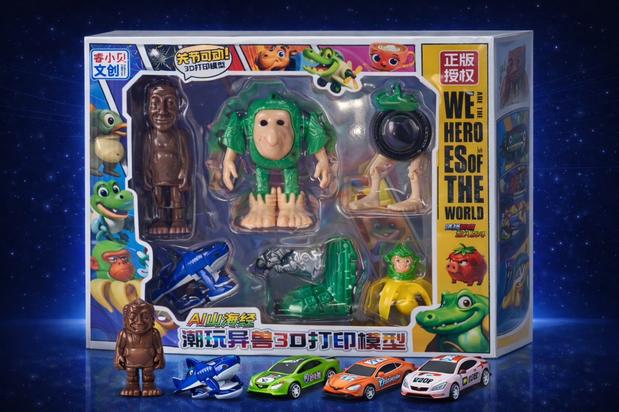 مجموعة شخصيات أبطال ثلاثية الأبعاد