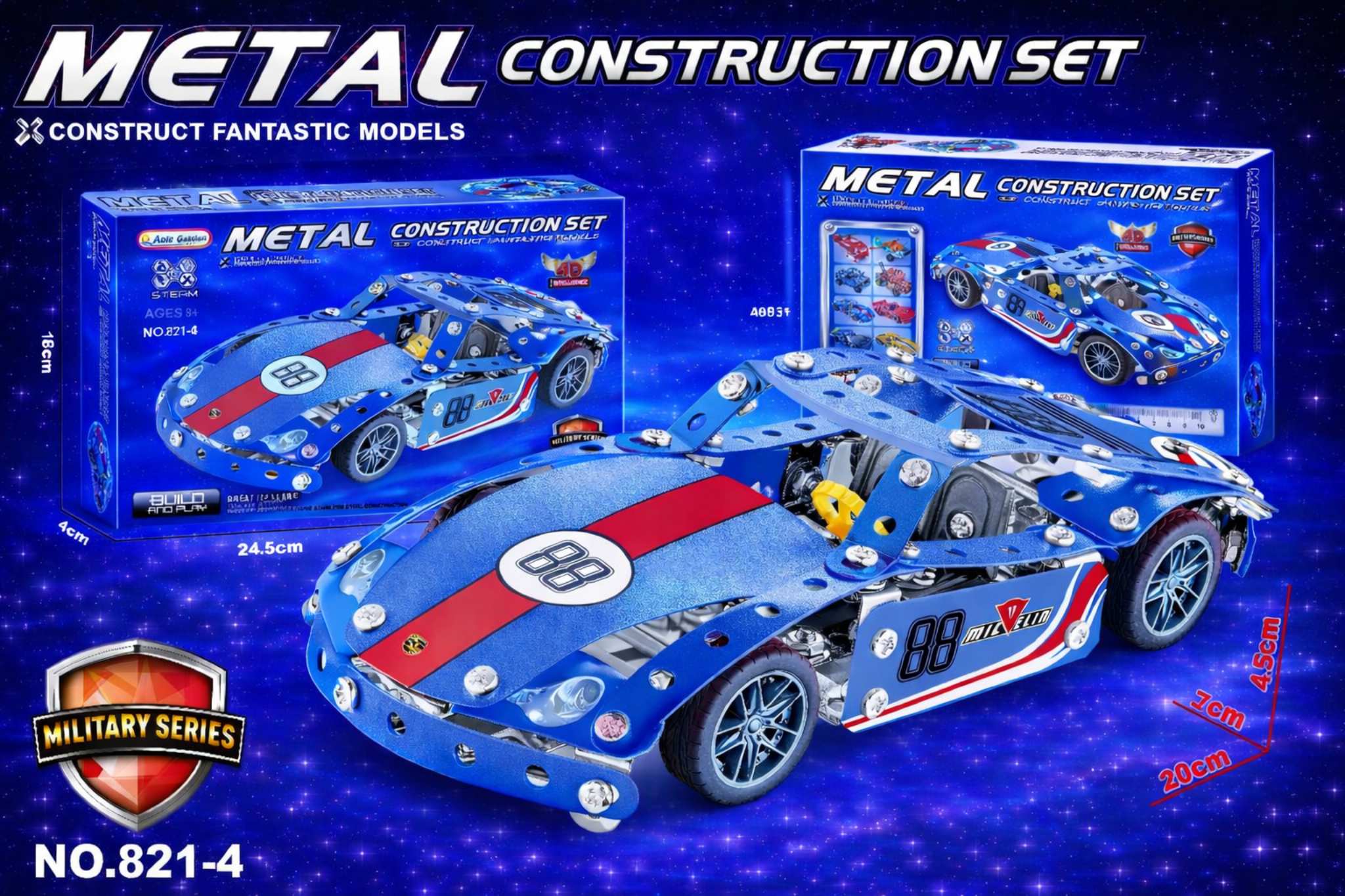 سيارة سباق زرقاء معدنية للتركيب