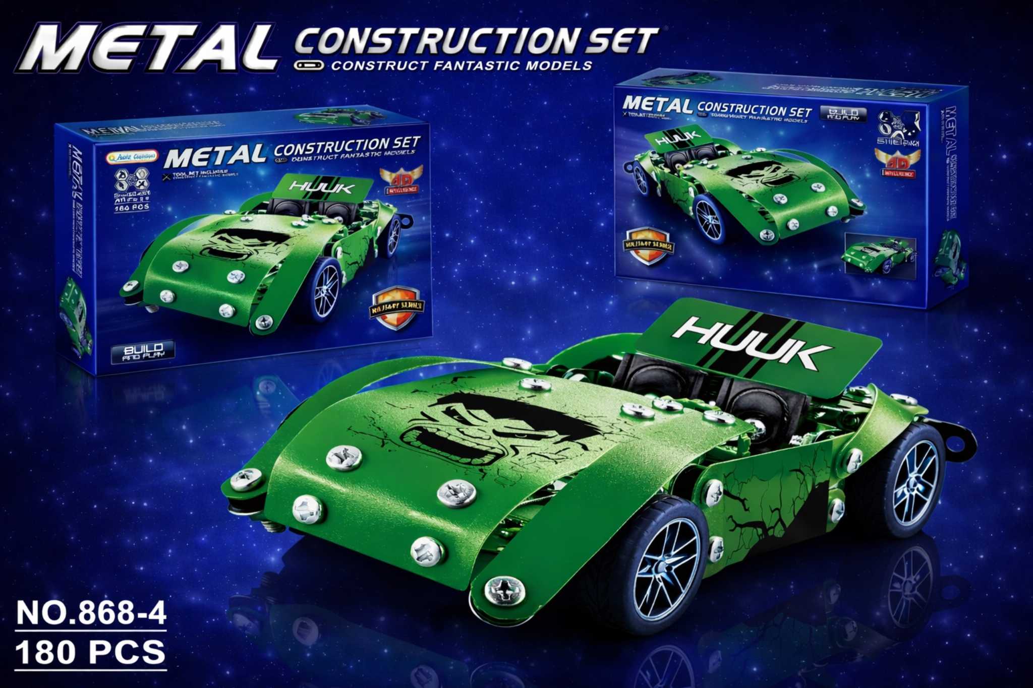 سيارة سباق معدنية خضراء للتركيب