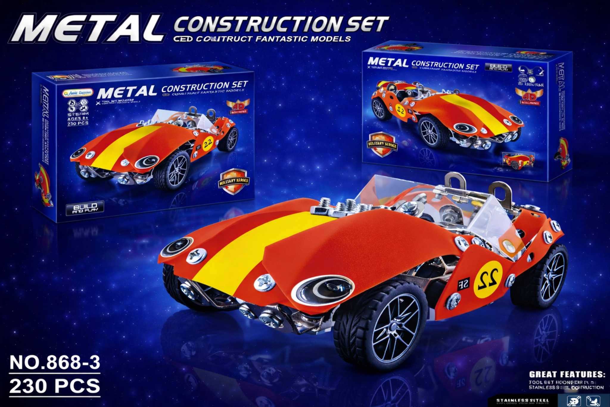 سيارة سباق معدنية حمراء للتركيب