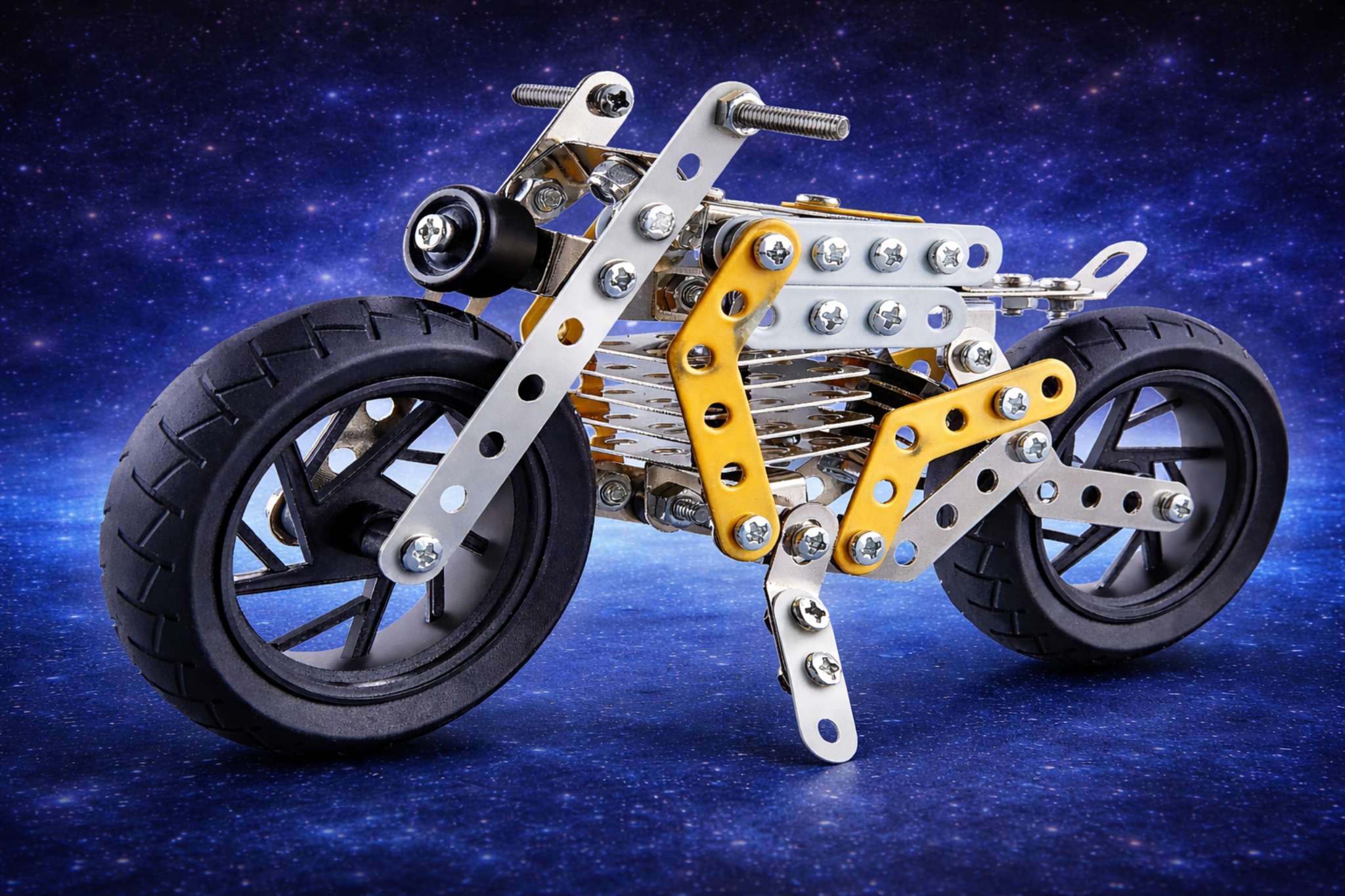 دراجة نارية معدنية للتركيب – صفراء