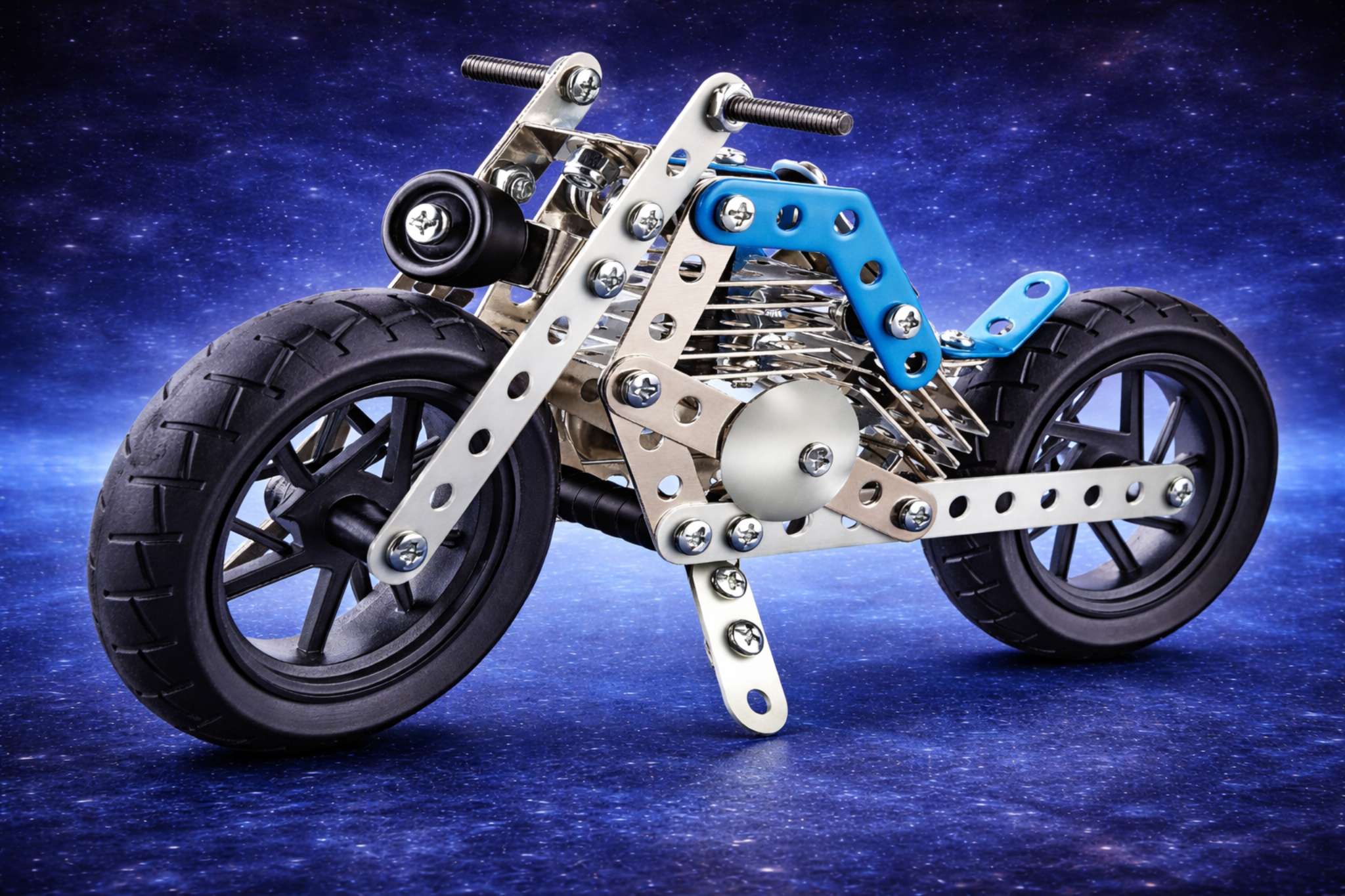 دراجة نارية معدنية للتركيب – زرقاء