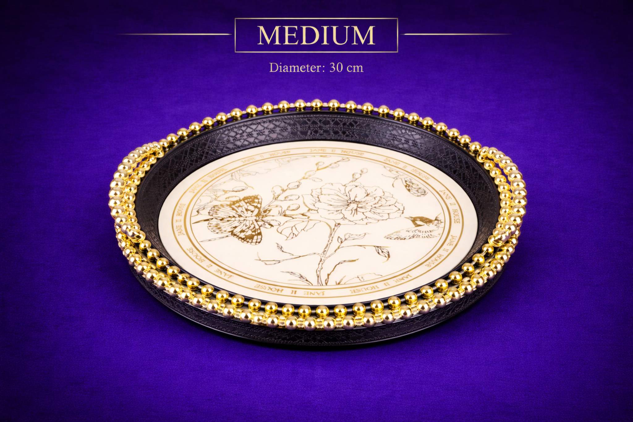 طبق فواكه أنيق بقاعدة مرتفعة متوسط